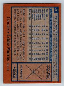 lot 19F image: Eddie Murray RC 1978 Topps #36 Vintage Rookie Baseball Card