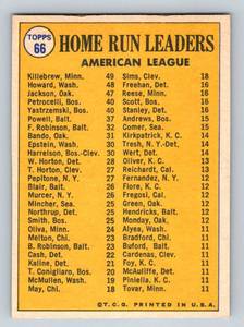 lot 49F image: 1970 Topps AL HR Leaders #66 withHarmon Killebrew, Reggie Jackson, and Frank Howard Vintage Baseball Card