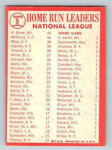lot 69F image: 1964 Topps NL HR Leaders #9 with Hank Aaron, Willie McCovey, Willie Mays, and Orlando Cepeda Vintage Baseball Card