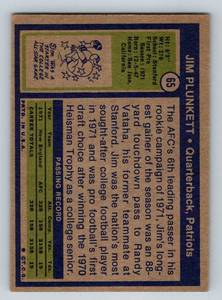 lot 129F image: Jim Plunkett RC 1972 Topps #65 Rookie Vintage Football Card