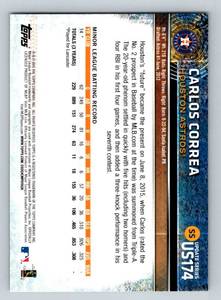 lot 139F image: Carlos Correa RC 2015 Topps Update #US174 Rookie Minnesota Twins Baseball Card