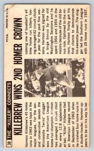 lot 144F image: Harmon Killebrew 1964 Topps Giant #38 Minnesota Twins Vintage Baseball Card