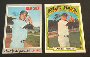 lot 28C image: Carl Yastrzemski 2 Card Lot - 1970 Topps #10 and 1972 #37 Vintage Baseball Cards