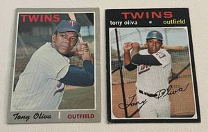 lot 65C image: Tony Oliva 2 Card Lot - 1970 Topps #510 and 1971 #290 Vintage Minnesota Twins Baseball Cards
