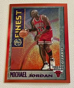 lot 19D image: Michael Jordan 1996 Topps Finest Red Parallel #M1 Basketball Card