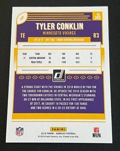 lot 38D image: Tyler Conklin 50 RC 2018 Donruss Gold Press Proof Rookie Minnesota Vikings Football Card