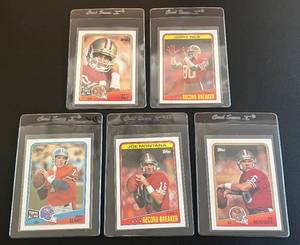 lot 60D image: 1988 Topps Star Lot - (2) Joe Montana, (2) Jerry Rice, and John Elway Football Cards