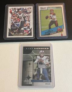 lot 45E image: NFL Superstar QB 3 Card Lot - Tom Brady, Josh Allen, and Joe Burrow Football Cards