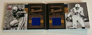 lot 29F image: Lenny More and Raymond Berry 99 Throwback Threads Dual Relic 2011 Donruss Elite #7, numbered 8599, Football Card