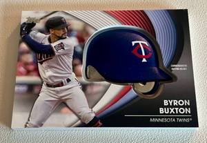lot 34F image: Byron Buxton Helmet Medallion 2022 Topps Batting Helmet #BH-BBU Minnesota Twins Baseball Card