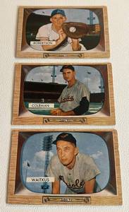 lot 64F image: 1955 Bowman Baseball 3 Vintage Card Lot