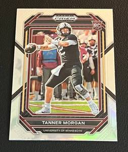 lot 76H image: Tanner Morgan RC 2023 Prizm Draft Picks #113 Rookie University of Minnesota Football Card