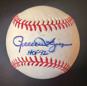 lot 20G image: Rollie Fingers Signed Rawlings OMLB Selig Baseball Inscribed HOF 92  With Cube - no COA