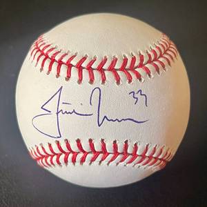 lot 21G image: Justin Morneau Signed Rawlings OMLB Selig Baseball With Cube - no COA - Minnesota Twins