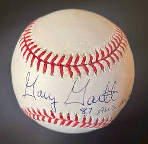lot 24G image: Gary Gaetti Signed Rawlings OMLB Selig Baseball Inscribed 87 ALCS MVP With Cube - No COA - Minnesota Twins