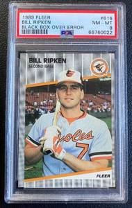 lot 58B image: Billy Ripken F Face Black Box Error Card PSA Graded 8 NM-MT Baseball Card