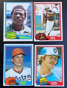 lot 61B image: 1981 Topps Star Lot Inclusing Rickey Henderson 2nd Year, Nolan Ryan, Ozzie Smith 2nd Year, and Robin Yount Vintage Baseball Cards