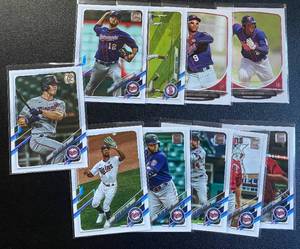 lot 71B image: 10 Card Minnesota Twins Lot - Byron Buxton and Miguel Sano 2013 Bowman RCs and 8 2021 Topps - Buxton, Kepler, and more
