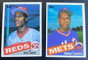 lot 73B image: Dwight Gooden #620 and Eric Davis #627 RCs 1985 Topps Rookie Baseball Cards