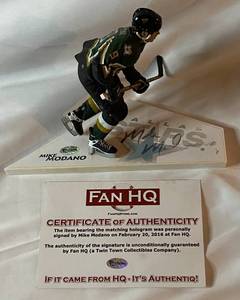 lot 7G image: Mike Modano Signed Figure with Fan HQ COA Minnesota North Stars Hockey Autograph