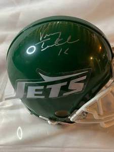 lot 11G image: Vinny Testaverde Signed Mini Helmet with Envoy Collectibles COA New York Jets Football