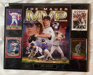 lot 15G image: Joe Mauer MVP Plaque with Cards and Photo Minnesota Twins Baseball