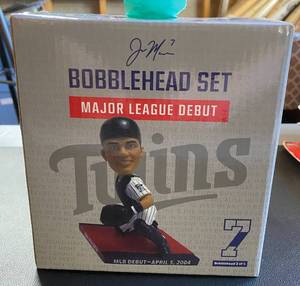lot 23G image: Joe Mauer Major League Debut Bobblehead - New in Box - Minnesota Twins Baseball