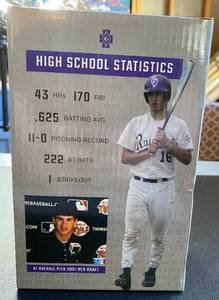 lot 32G image: Joe Mauer Cretin-Derham Hall MLB Debut Bobblehead, New in Box, Minnesota Twins Baseball