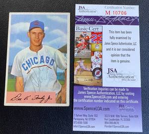 lot 39G image: Dee Fondy Signed 1954 Bowman #173 Baseball Card with JSA COA Vintage Autograph