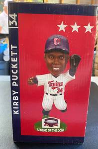 lot 42G image: Kirby Puckett Bobblehead Legend of the Dome, in box, Minnesota Twins Baseball