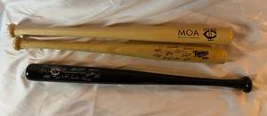 lot 58G image: Minnesota Twins 3 Commemorative Baseball Bat Lot - Joe Mauer, 2009 and 2011 Team Bats