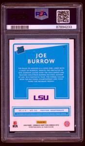 lot 11J image: Joe Burrow RC PSA 10 Gem Mint 2020 Chronicles DP Donruss Optic #1 Rated Rookie Football Card