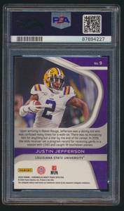 lot 13J image: Justin Jefferson RC PSA 9 Mint 2020 Chronicles DP Spectra #9 Rookie Minnesota Vikings Football Card