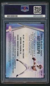 lot 16J image: Bryce Young RC Auto 2022 Sage High Series Sneak Peak Auto - Red #SPABY PSA 8 NM-MT Rookie Football Card