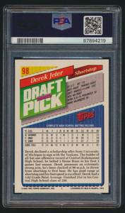 lot 18J image: Derek Jeter RC PSA 9 Mint 1993 Topps #98 Rookie Baseball Card