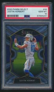 lot 33J image: Justin Herbert RC PSA 10 Gem Mint 2020 Select #44 Rookie Football Card