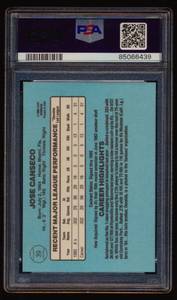 lot 40J image: Jose Canseco RC PSA 8 NM-MT 1986 Donruss Rated Rookie Baseball Card