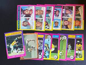 lot 36E image: 1975 Topps Baseball 14 Card Lot of Leaders and World Series Cards - Vintage