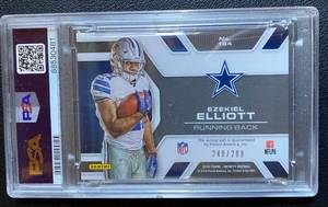 lot 15J image: Ezekiel Elliot RC Auto 288 2016 Infinity Chrome #184 PSA 8 NM-MT, numbered 248288, RARE Football Card