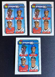 lot 79B image: Chipper Jones 3 Rookie Card Lot - 1992 Topps #551 Top Prospects Baseball Card