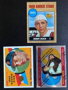 lot 80B image: Willie Mays, Johnny Bench, and Carl Yastrzemski 3 Card Topps Archives Baseball Lot