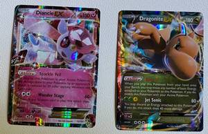 lot 81B image: 2 Card Pokmon Lot - Dragonite EX 7411 and Diancie EX 72124