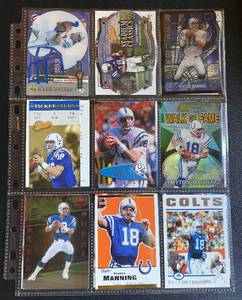lot 55J image: Peyton Manning 18 Card Lot with Numbered, Inserts, Die Cut, and More - Indianapolis Colts Football Cards