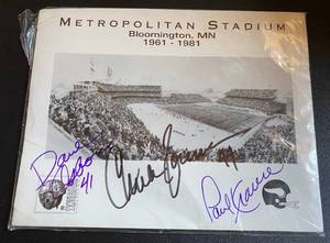 lot 73C image: Chuck Foreman, Dave Osborn, and Paul Krause Signed Super Bowl IX 1975 Program Minnesota Vikings