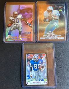 lot 193A image: Barry Sanders 3 Card Insert Football Lot