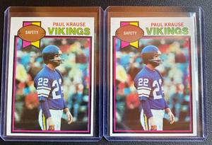 lot 194A image: Paul Krause 2 Card 1979 Topps #489 Minnesota Vikings Football