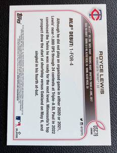 lot 198A image: Royce Lewis RC Purple Refractor 2022 Topps Chrome #USC79 Rookie Minnesota Twins Baseball Card