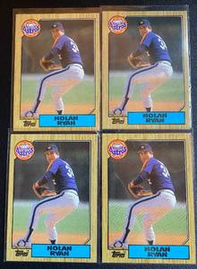 lot 199A image: (4) Nolan Ryan 1987 Topps #757 Baseball Card Lot