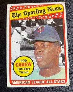 lot 203A image: Rod Carew 1969 Topps Sporting News #419 Vintage Minnesota Twins Baseball Card