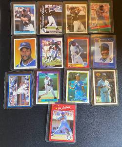 lot 90E image: (13) Bo Jackson Baseball and Football Cards